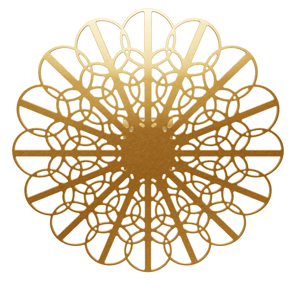 3D model of KuvaLight Braga wall lamp in Brushed Gold, 80 cm diameter. Viewable in Augmented Reality.