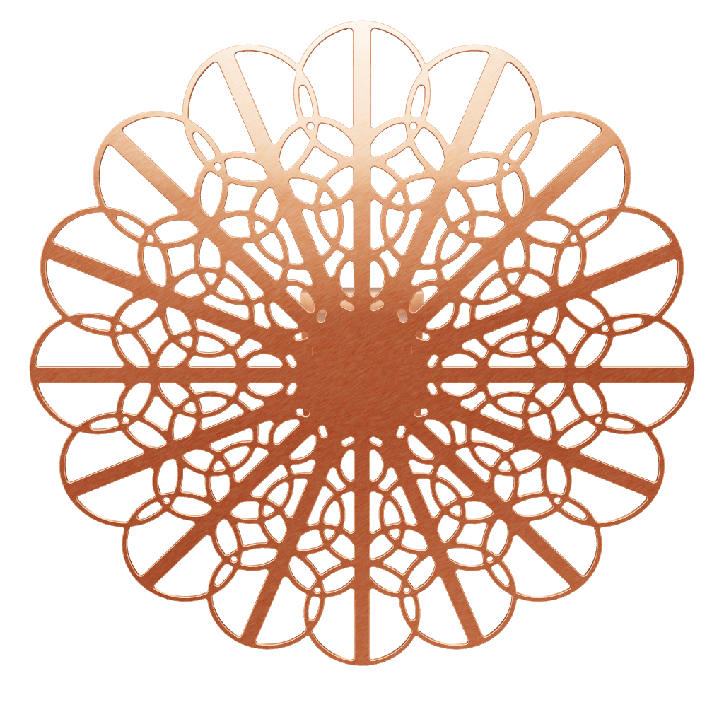 3D model of KuvaLight Braga wall lamp in Brushed Copper, 80 cm diameter. Viewable in Augmented Reality.