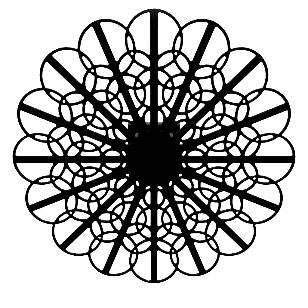 3D model of KuvaLight Braga wall lamp in glossy Black, 80 cm diameter. Viewable in Augmented Reality.